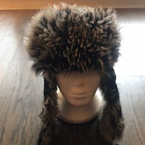 Faux Shearling Lined Leather Winter Hat
